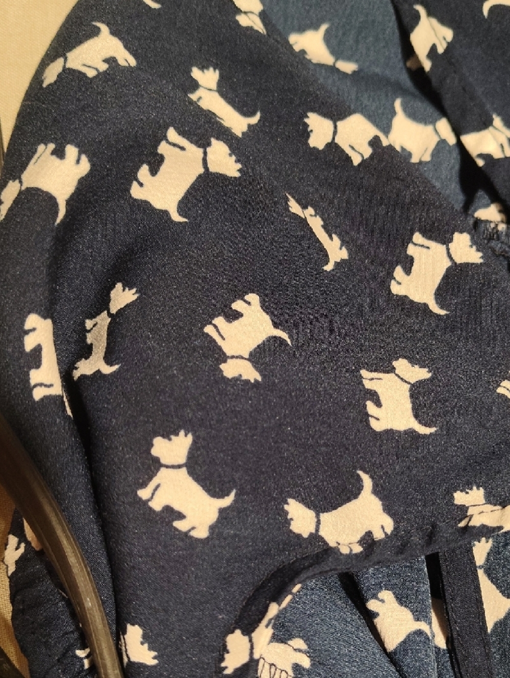 Derek Heart Navy V-Neck Smocked Waist Mini Dress with White Dog Print - Picture 11 of 11